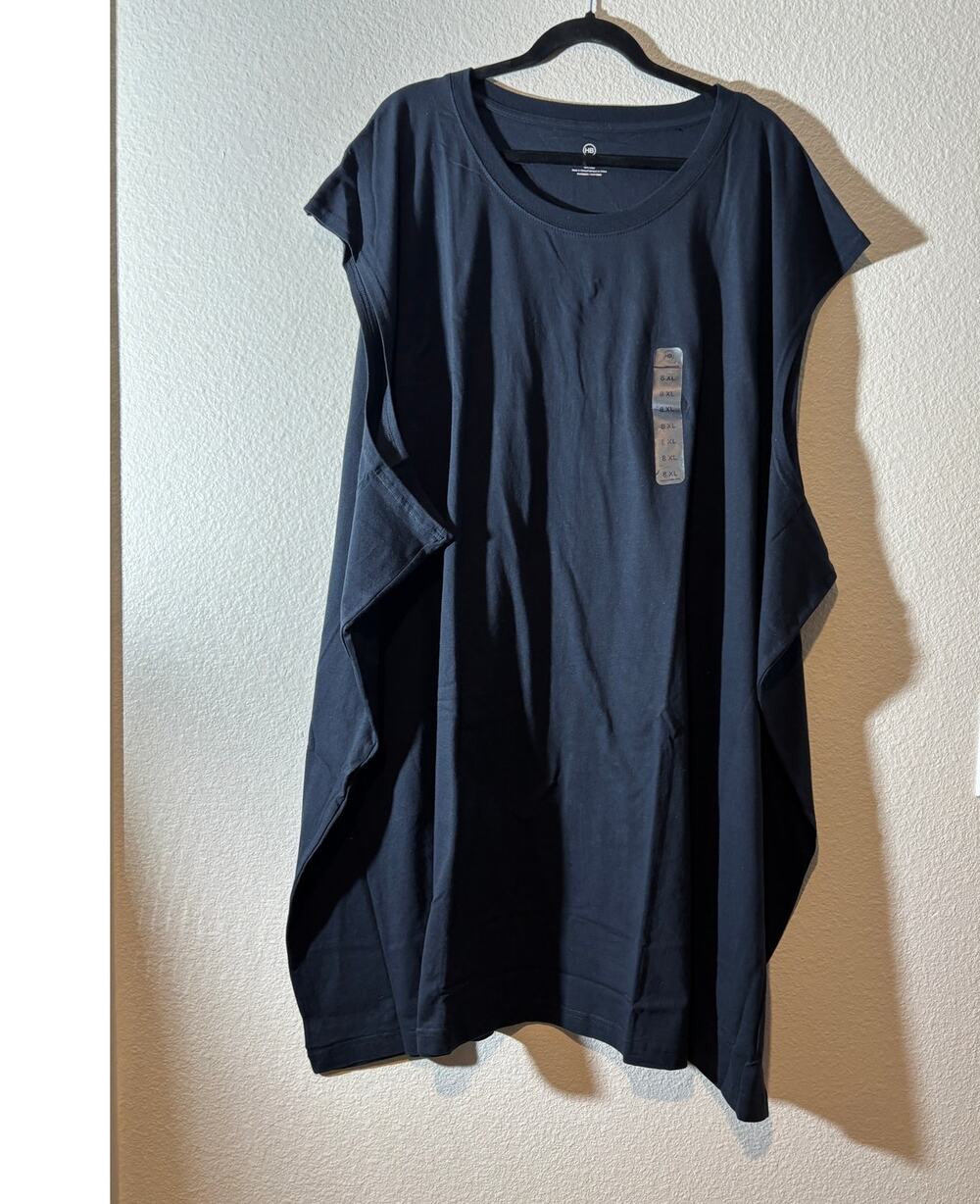 HB Harbor Bay by DXL Men's Size 8XL Black Sleeveless Cotton Crewneck Tank Top